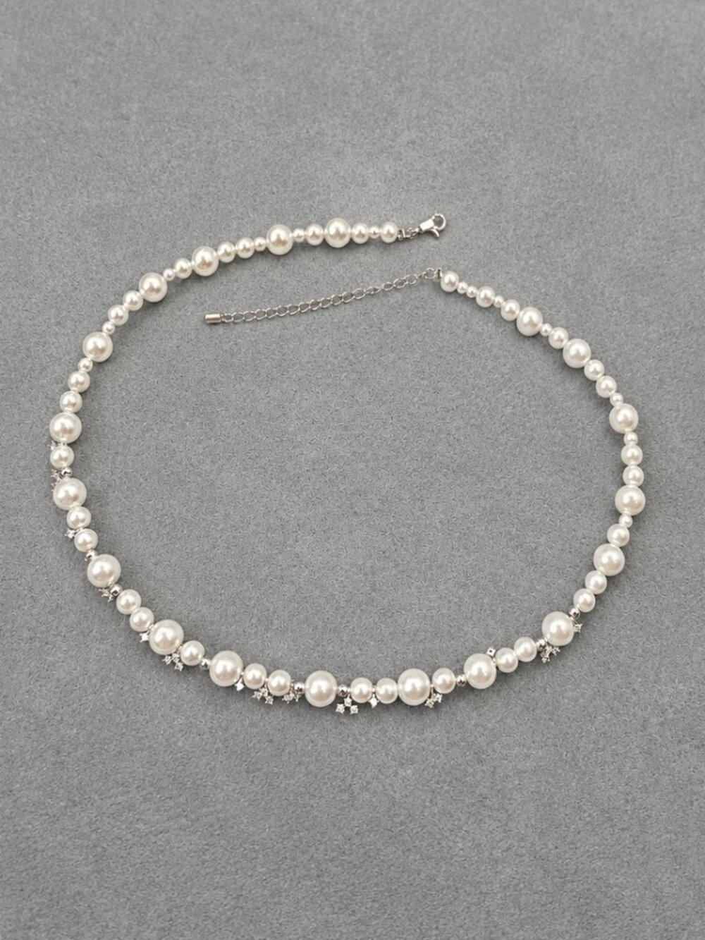 Moonlit Pearl Nebula Necklace - 925 Sterling Silver Choker with Zircon Accents